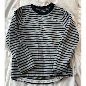 Peekaboo Beans Kids Striped Long Sleeve Shirt Top Size 4 Black Gray Everyday